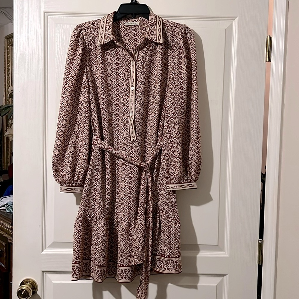 Max Studio long sleeve button down crepe dress